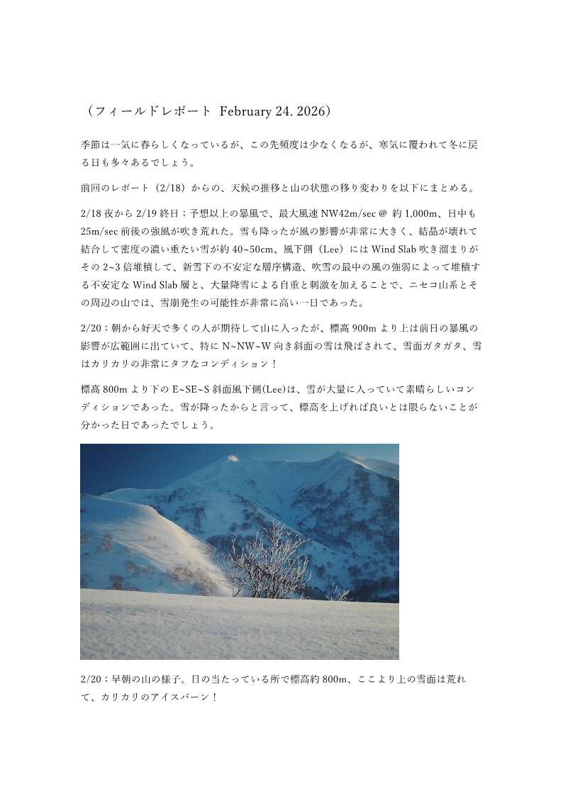 ニセコ山域フィールドレポート